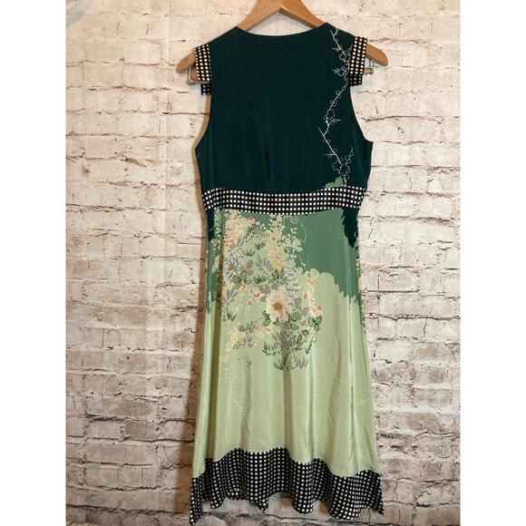 Anthropologie Corey Lynn Calter Silk Dress Women 8 Light Sage Green Mixed Prints - Picture 14 of 16